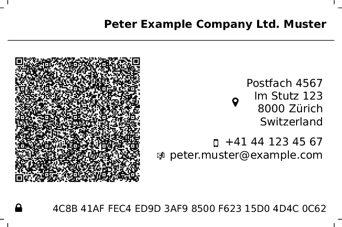 Example: Businesscard of Peter Muster from Zürich