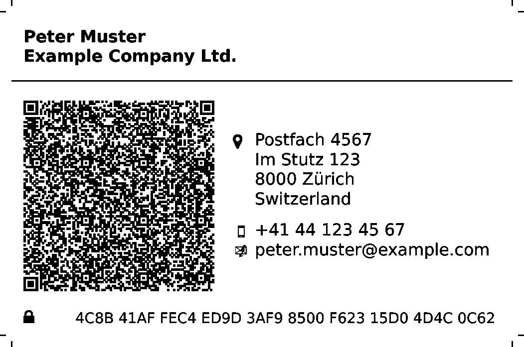 Example: Businesscard of Peter Muster from Zürich