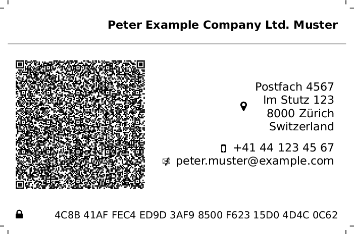 Example: Businesscard of Peter Muster from Zürich