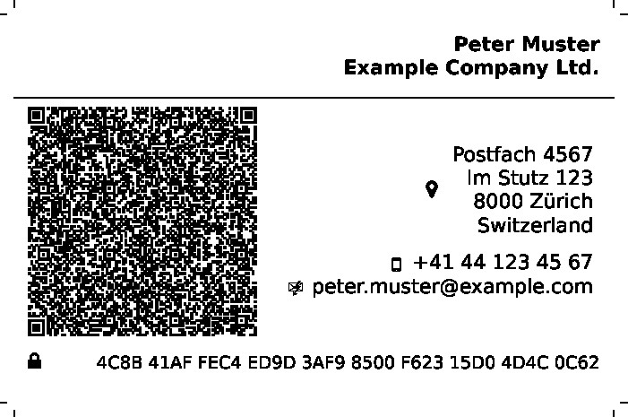 Example: Businesscard of Peter Muster from Zürich