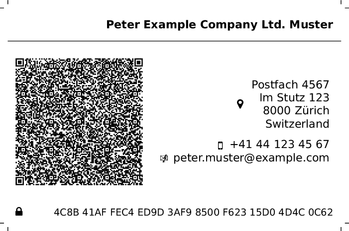 Example: Businesscard of Peter Muster from Zürich