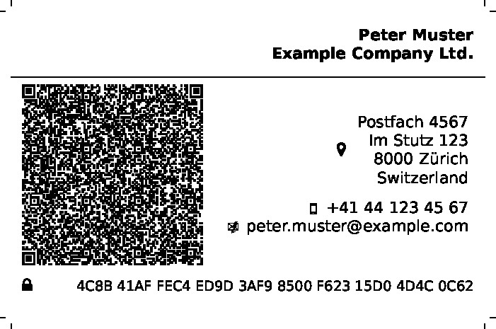 Example: Businesscard of Peter Muster from Zürich