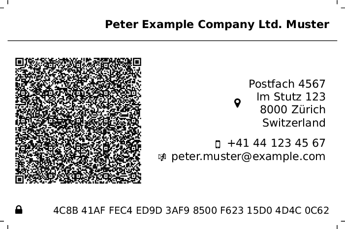 Example: Businesscard of Peter Muster from Zürich